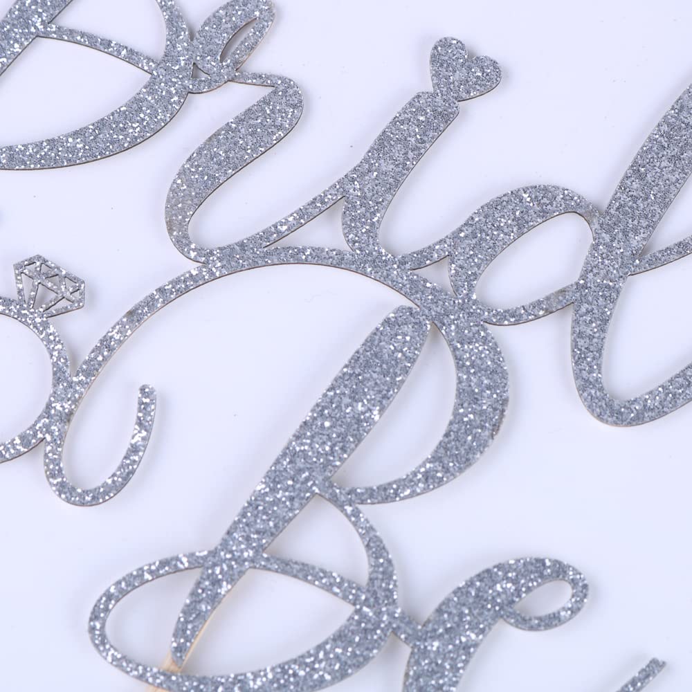 Sodasos Silver Glitter Bride To Be Cake Topper - Bridal Shower Cake Topper,For Wedding Shower;Engagement;Bachelorette;Hen Party Decorations (Silver)