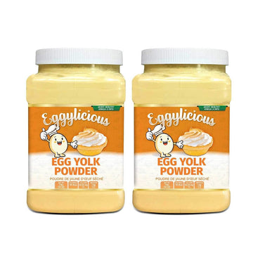 Eggylicious - Pack Of 2 - Egg Yolk Powder  Dried Natural Protein Powder  Made From Fresh Eggs  Pasteurized Smoothies  Non-Gmo  No Additives  Used For Baking 1Lbs(16Oz)