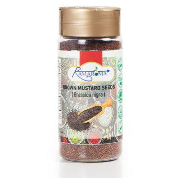 Ramaroma Brown Mustard Seed Whole - Gourmet Indian Spice - Hot & Spicy Flavor - Easy To Store - 4 Oz (113G). Medium Dual Sifter