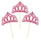 24 Pieces Rose Red Princess Crown Cupcake Toppers Cake Picks For Birthday Baby Shower Party Decorations