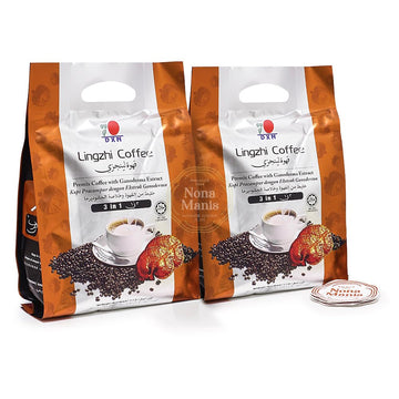 DXN Lingzhi Coffee 3 in 1 + 5's Nona Manis Disposable Coaster (Pack of 2)