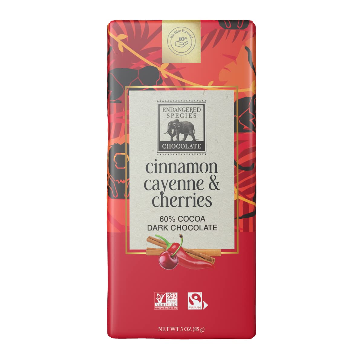Endangered Species Choclate Bars (Dark W/Cinnamon, Cayenne & Cherry (60%))
