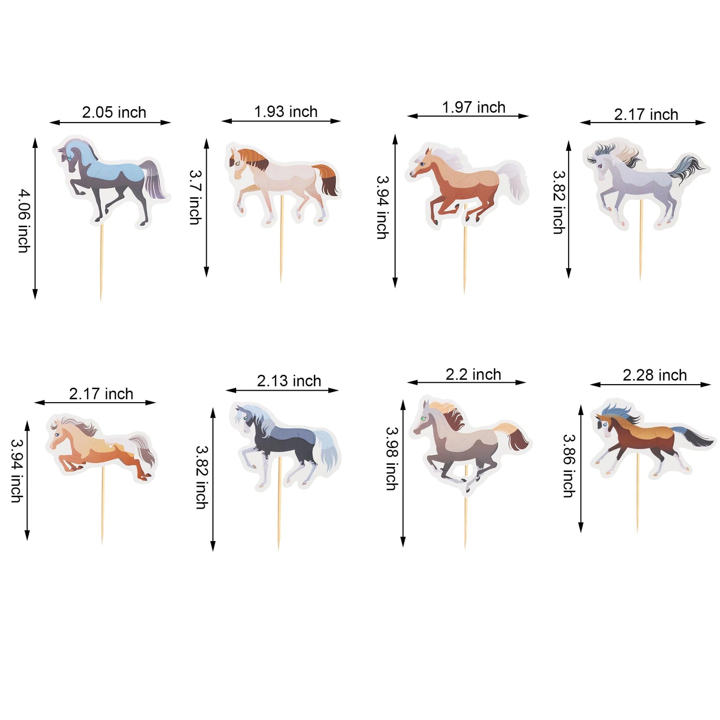 Arthsdite Horse Cupcake Toppers 24Pcs Plastic Small Equestrian Theme Baby Shower Party Decorations Style 2