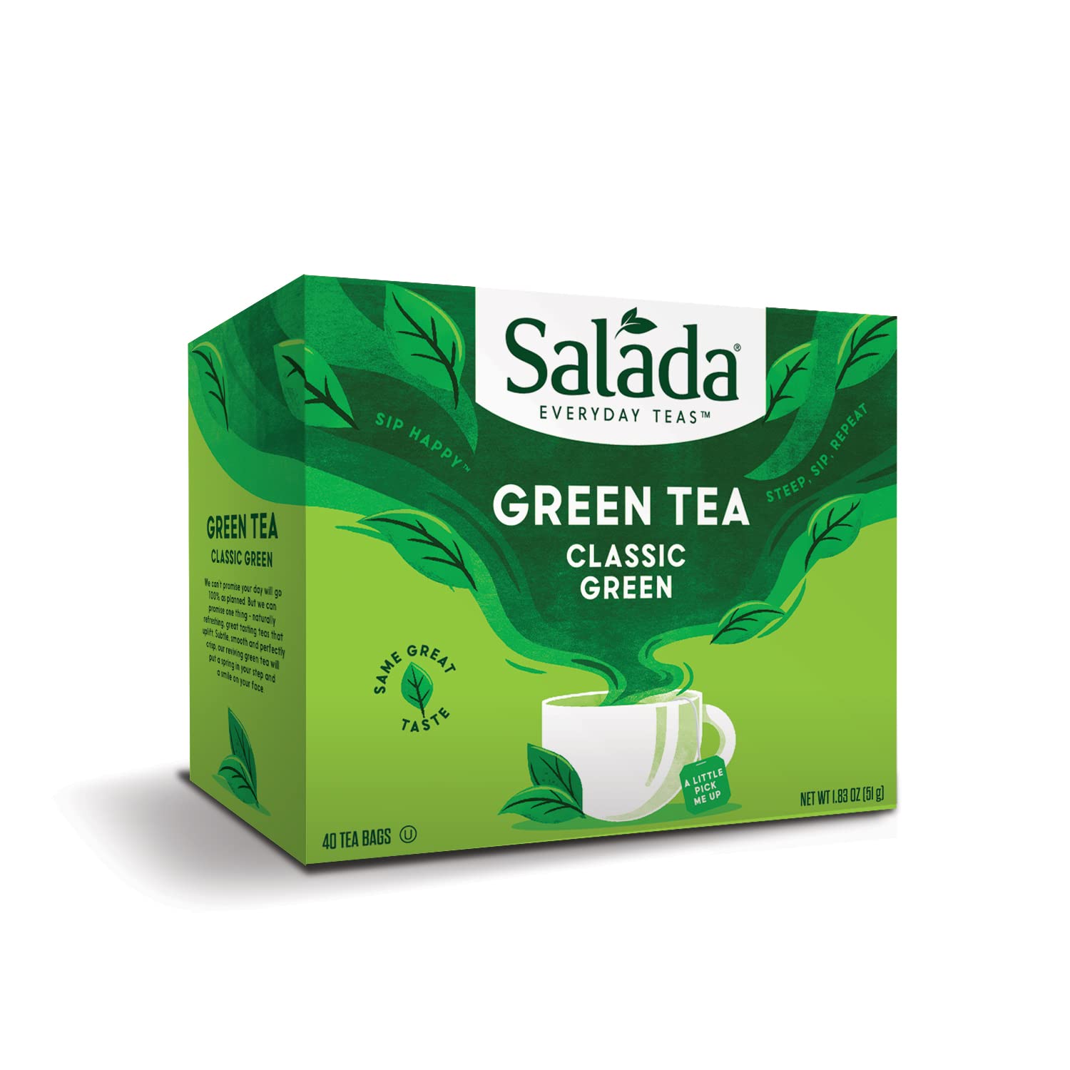 Salada Green Tea, 40 Individually Wrapped Bags, Caffeinated, Naturally Flavored, Rich in Antioxidants, Zero Calories, Model 020700402119