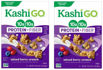 Generic Kashi Go.Cold Breakfast Cereal - Vegan Protein - Fiber Cereal - Toasted Berry Crisp - 14 Oz Box (2 Boxes)