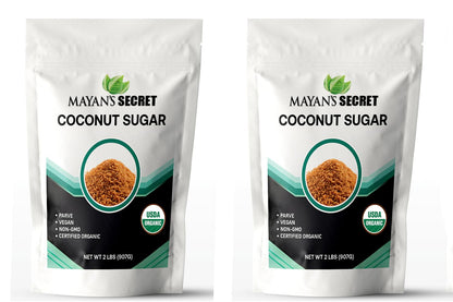 Mayan s Secret 2 lbs USDA Certified Brown Coconut Sugar Organic for Baking - Low Glycemic | Unrefined | Trace Minerals (1 Pound