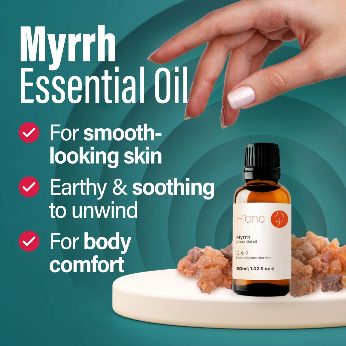 Hana Myrrh Essential Oil For Skin (1 Fl Oz) - 100% Pure Therapeutic Grade Myrrh Oil Essential Oils For Diffuser, Skin, Hair, Can