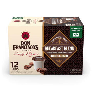 Don Francisco'S Breakfast Blend Dark Roast Coffee Pods - 12 Count - Recyclable Single-Serve Coffee Pods, Compatible With Your K-