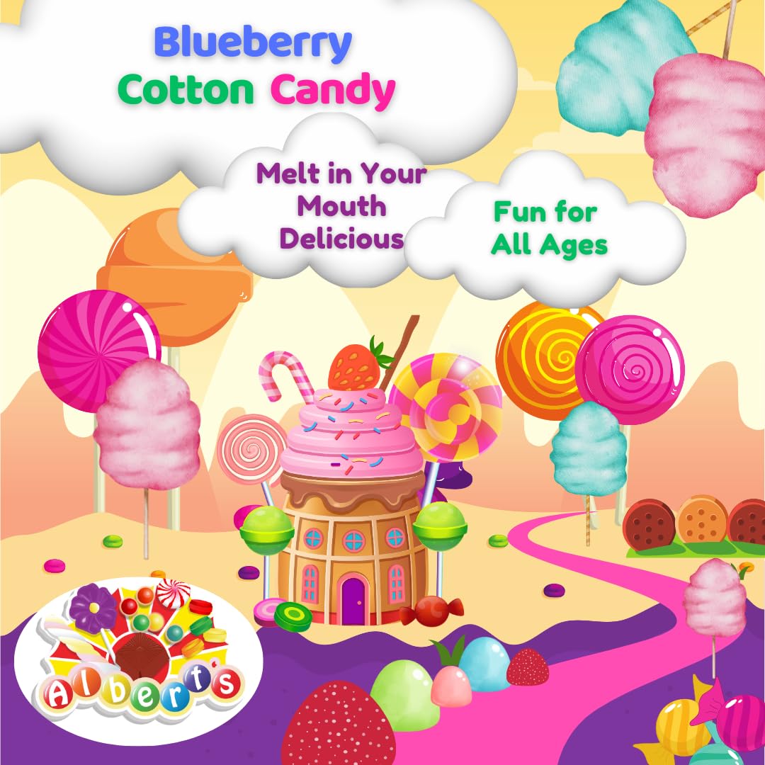 Alberts Cotton Candy - 12 Pack Fluffy Blueberry   - Resealable Tubs - Caribbean Blue
