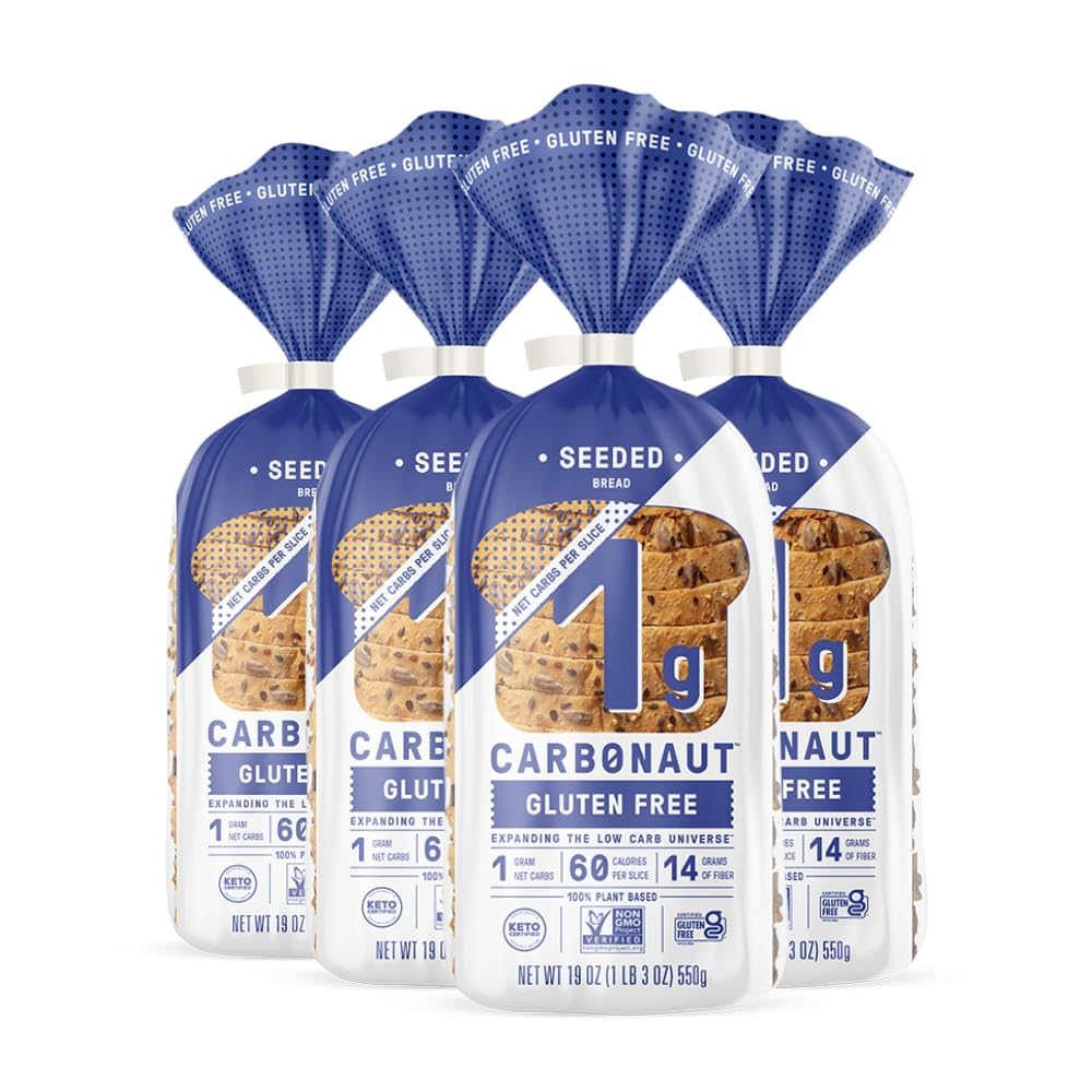 Carbonaut Gluten Free Bread, Low Carb Bread, Keto Bread, Keto-Certified Food, Snack, Meals, Non-Gmo, Vegan Bread 4 Pack (Gluten