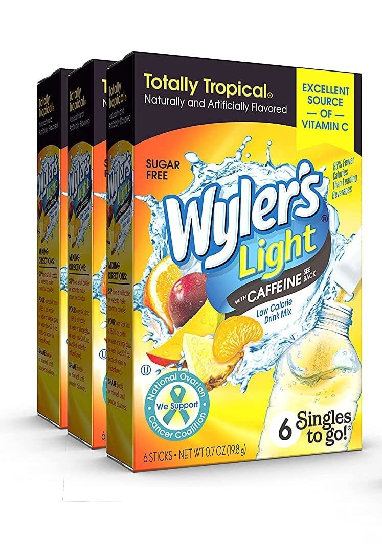 Wylers Light Singles To Go Powder Packets, Totally Tropical, 18 Packets (3 Boxes)
