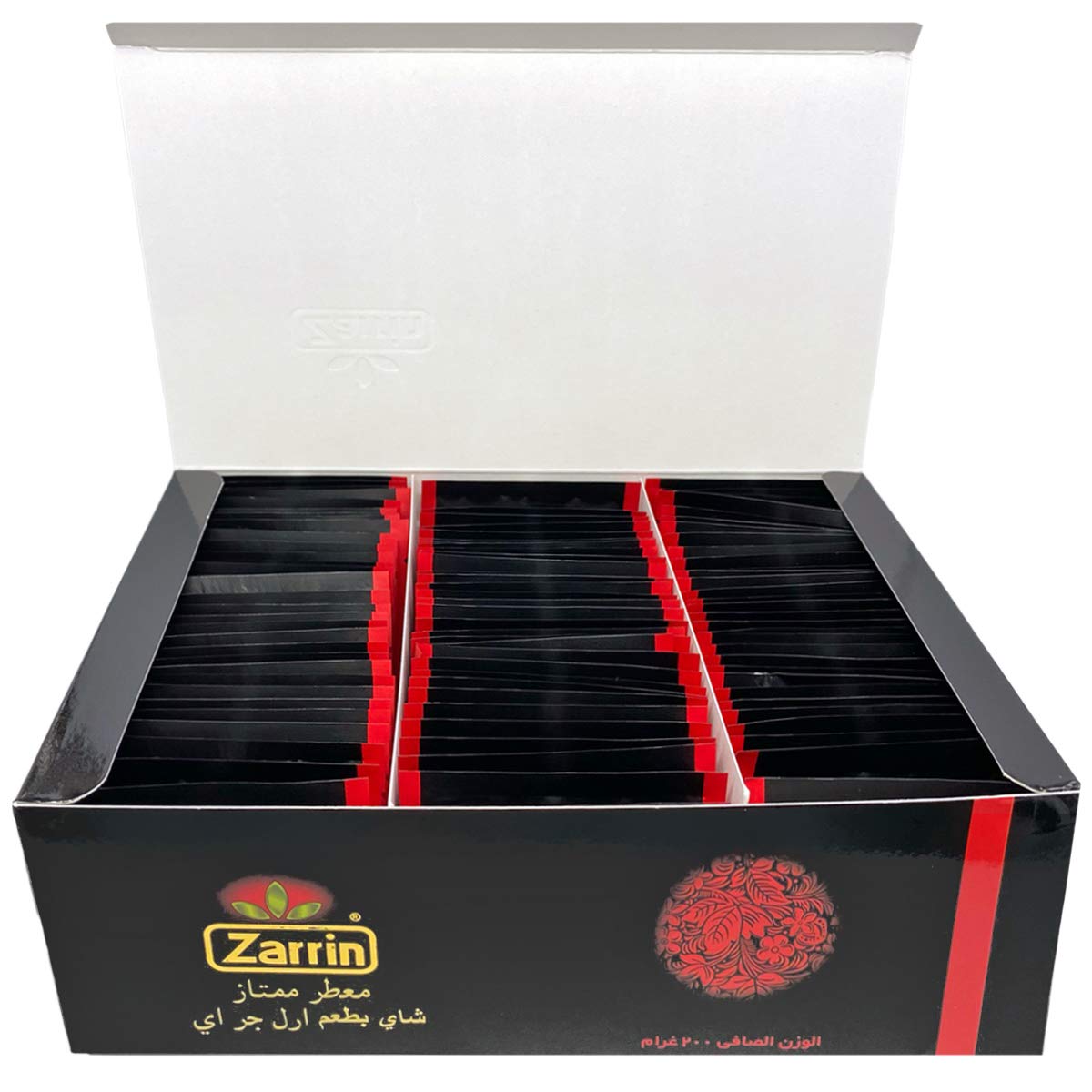 Zarrin Premium Ceylon Earl Grey Black Leaf Tea, 100 Individually Foil-wrapped Tea Bags, 100 Count