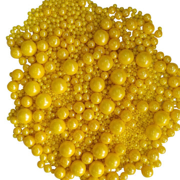 Edible Yellow Sugar Pearls Candy Sprinkles 120G/ 4.23Ounce Baking Cake Sprinkles Cupcake and Cake Topper Cookie Decorations Wedd