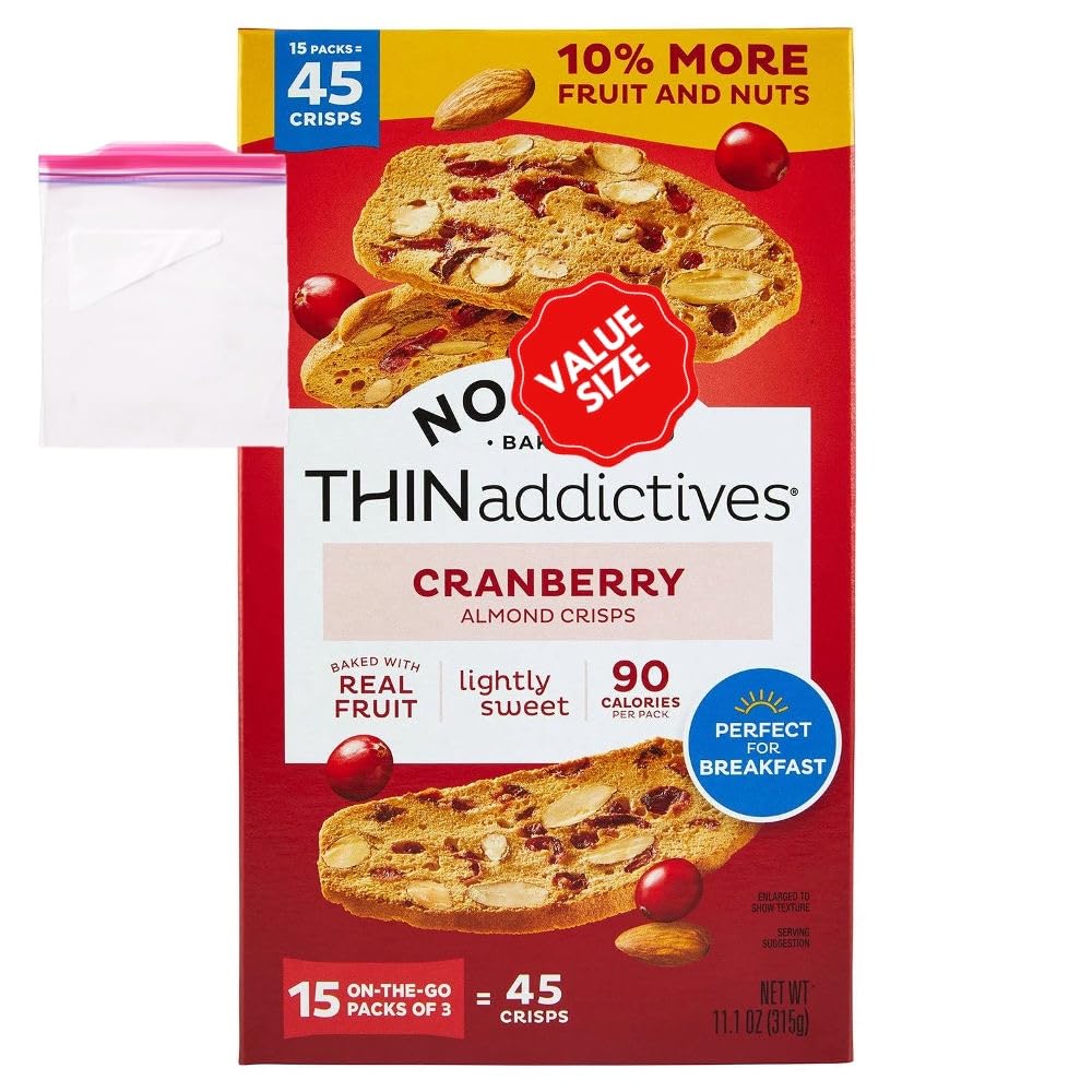 Noniis Cranberry Almond Crisps 15 Pk. 11.1 Oz W/A Storage Bag
