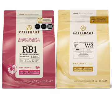 Callebaut Belgian Chocolate Callets | 2 Pack of 5.51 Bags (2.5KG) (Ruby/White Chocolate)