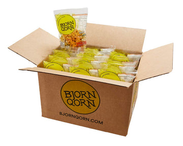 BjornQorn Spicy 12-Pack Popcorn - Vegan & Gluten-Free - Cheesy, Spicy, Umami - (12 3oz bags)