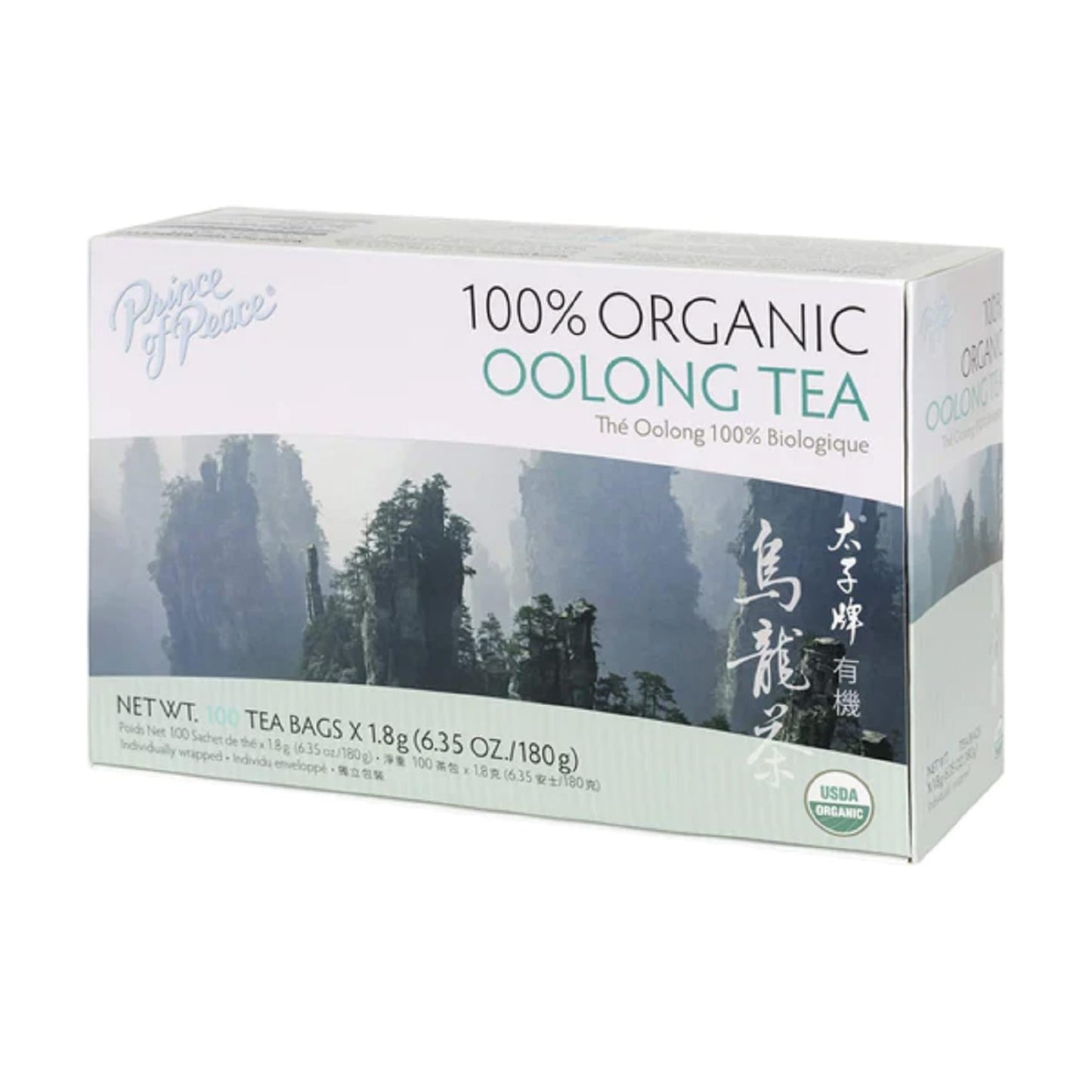 Prince Of Peace Organic Oolong Tea - 100 Tea Bags - Unsweetened Black Tea - 100% Organic - Lower Caffeine Alternative - Green