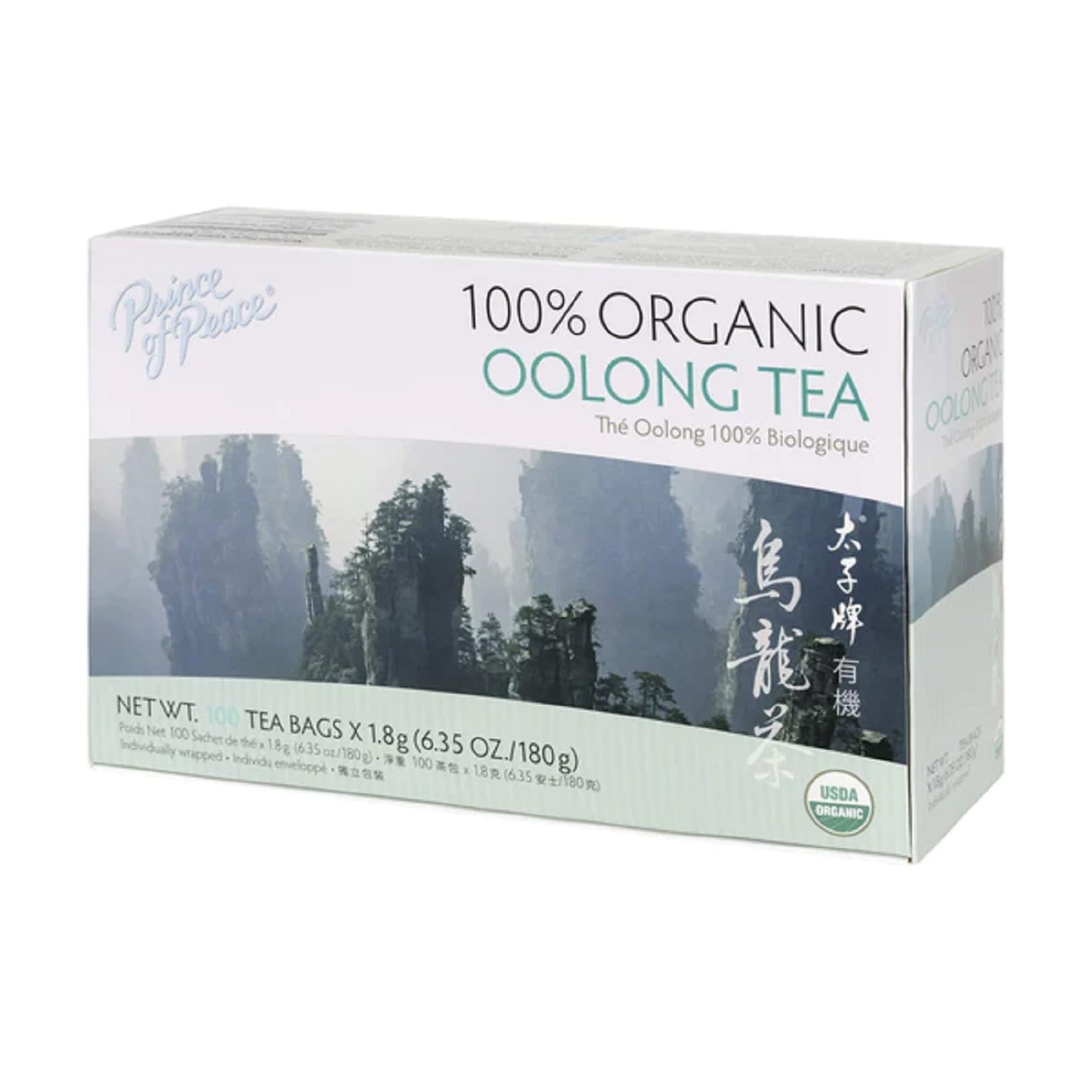 Prince Of Peace Organic Oolong Tea - 100 Tea Bags - Unsweetened Black Tea - 100% Organic - Lower Caffeine Alternative - Green