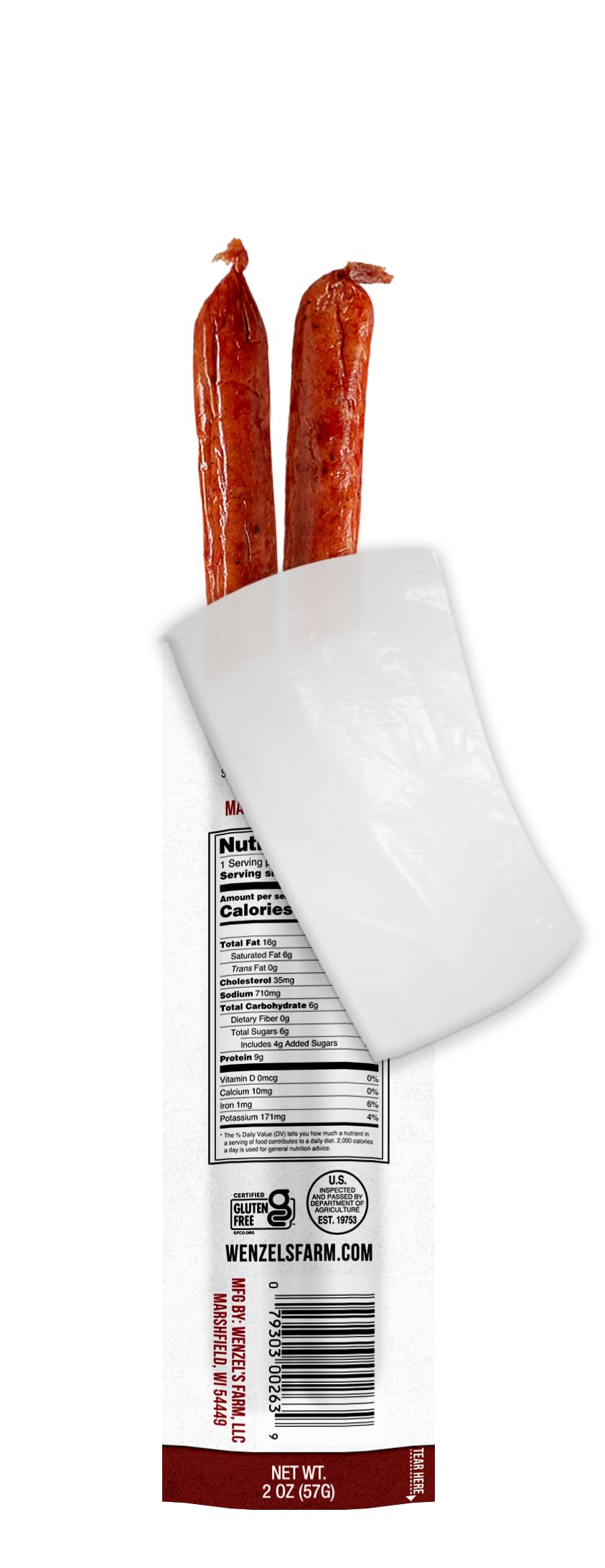 Wenzels Farm Zesty Honey BBQ Snack Sticks, High Protein, Low Carb, Gluten Free, 16 Count (8 Packs of 2)