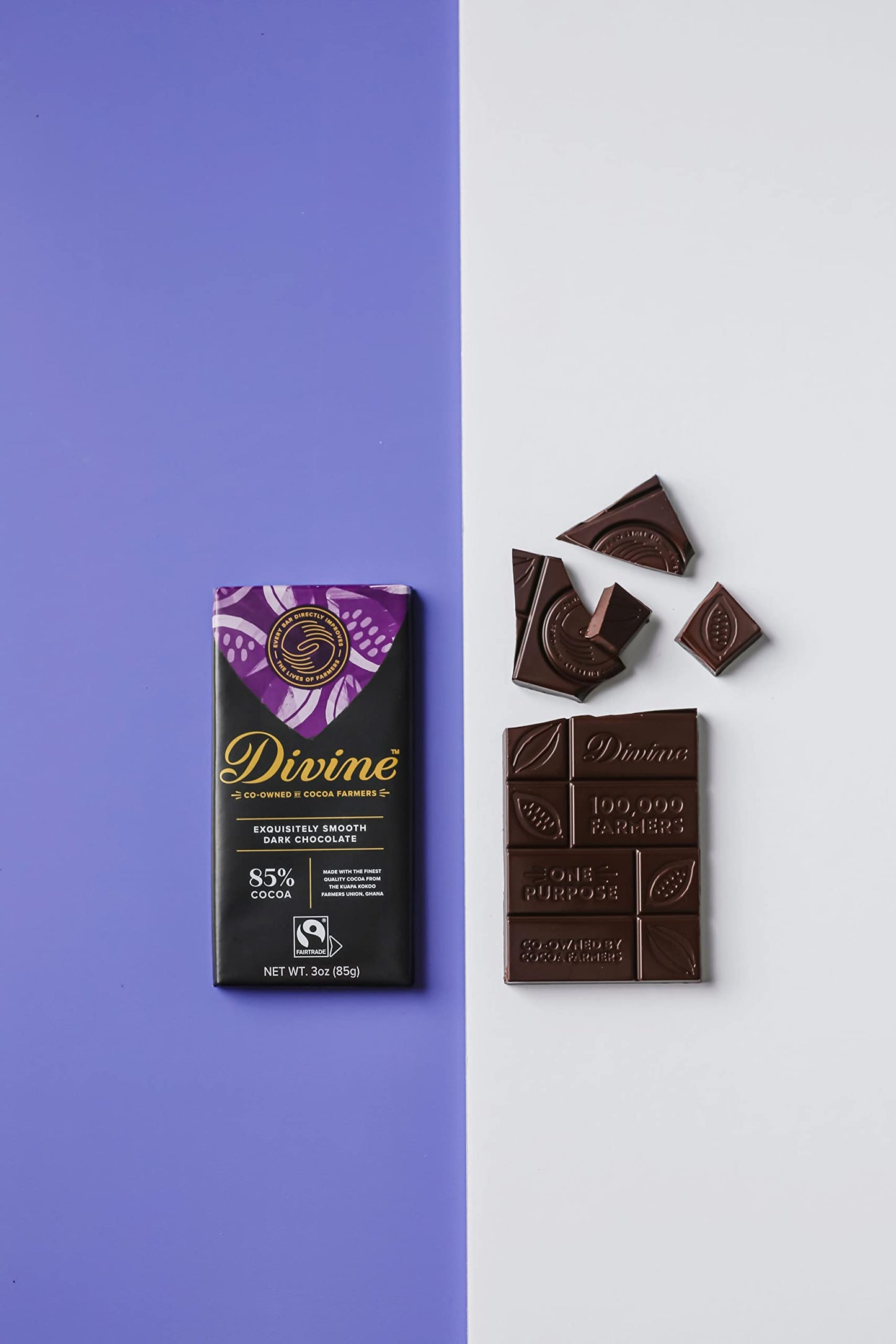 Divine Chocolate Bars - 85% Dark Chocolate - Made With Fairtrade Cocoa, Natural Ingredients, No Artificial Flavors | 3Oz. Bars (12 Pack) Brand: Divine Chocolate