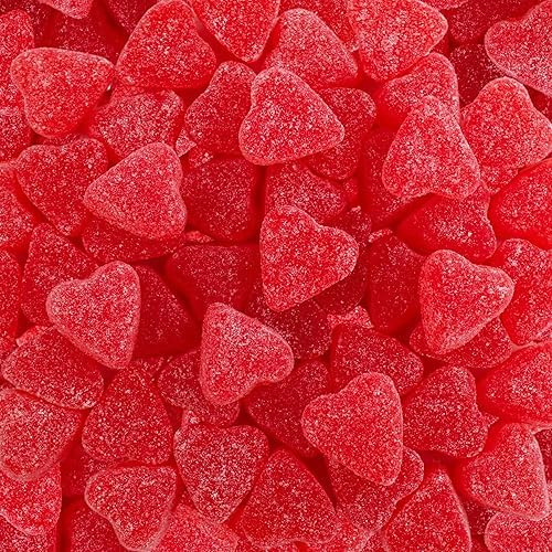 Queen City Candy Cave Sugar Dusted Sweet Heart Cherry JuJu Candy, Vibrant Cherry Gummy Hearts (8 oz)