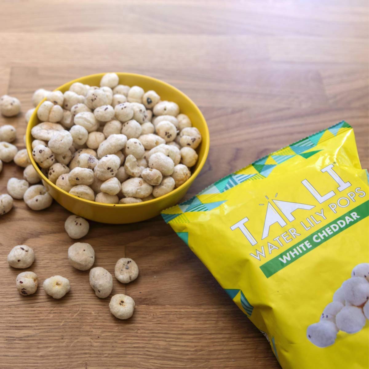Taali White Cheddar Water Lily Pops (10-Pack) - Buttery Rich American Flavor | Crunchy Superfood Snack | Protein-Rich Roasted Po