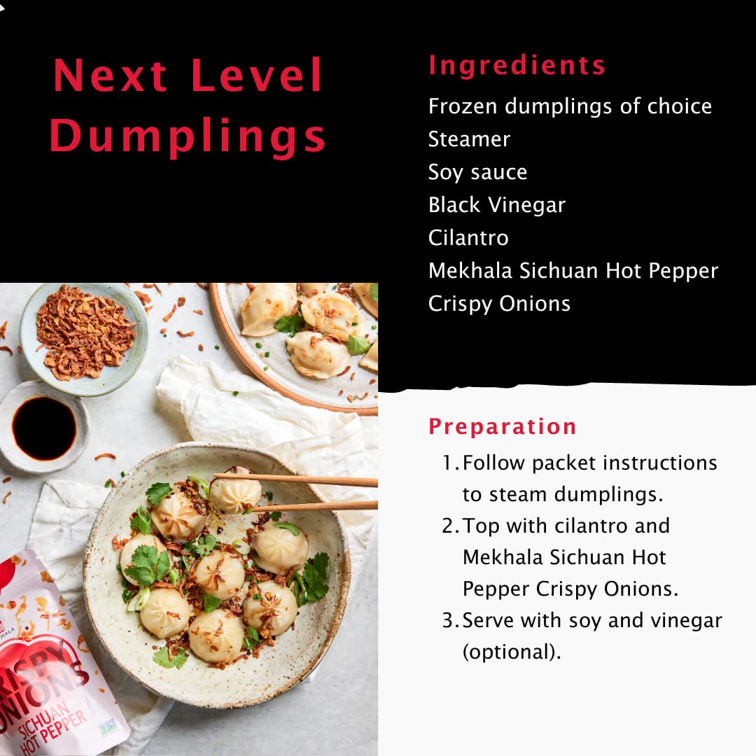 Mekhala Sichuan Hot Pepper Crispy Onions - Salad Toppings Crunchy Fried Onions For All-Purpose Seasoning Like Keto, Ramen Toppin