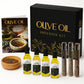 Infused Olive Oil Gift Set – Variety Pack - 4 Flavored Olive Oil Extra Virgin, 3 Spice Flavorful Infusion Blends, Bread Dipping Bowl & Recipe Booklet - Set Of 8 – Gourmet Cooking Gifts For Women