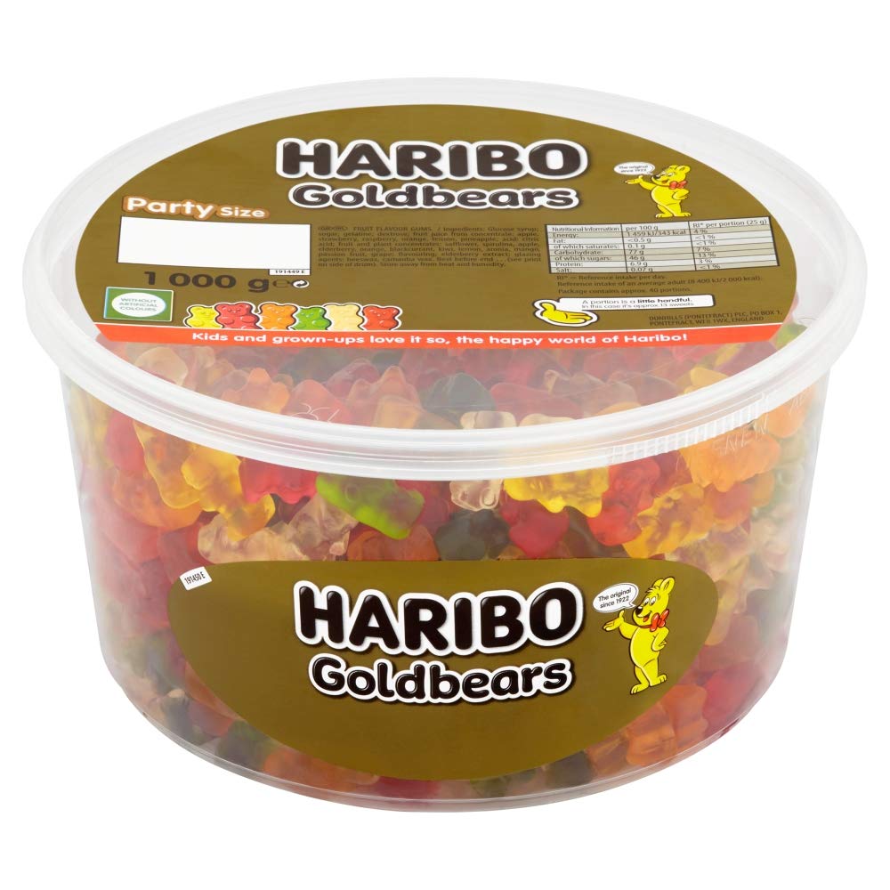 Original Haribo Gold Bears Gummy Candy Sweets Imported From The Uk England British Goldbears Sweets Gold Bears Haribo Tub