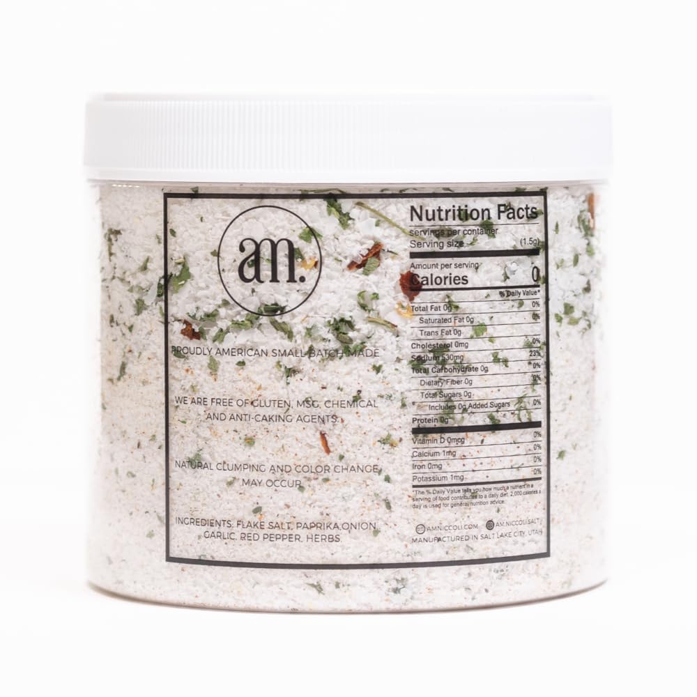 AM. Signature Salt - All-Natural Seasoned Salt Blend, Gourmet Flake Kosher Salt, 16oz