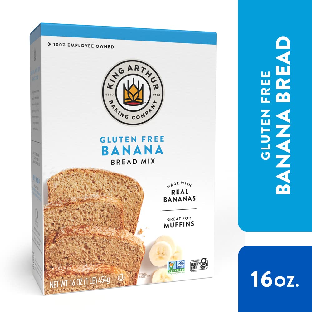 King Arthur, Gluten Free Banana Bread + Muffin Mix, Gluten-Free, Non-GMO Project Verified, Certified Kosher, 16 Ounces (Pack of