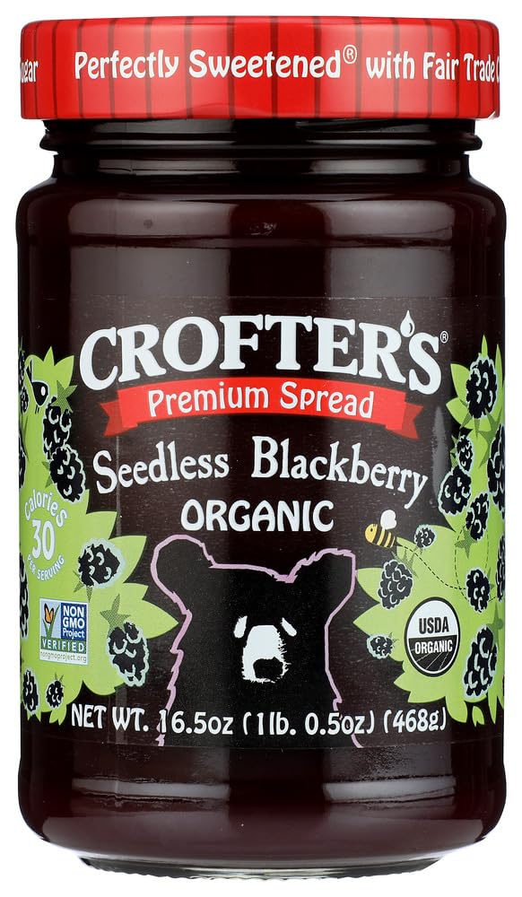 Crofters Organic Premium Spread, Seedless Blackberry, 16.5 oz Jar