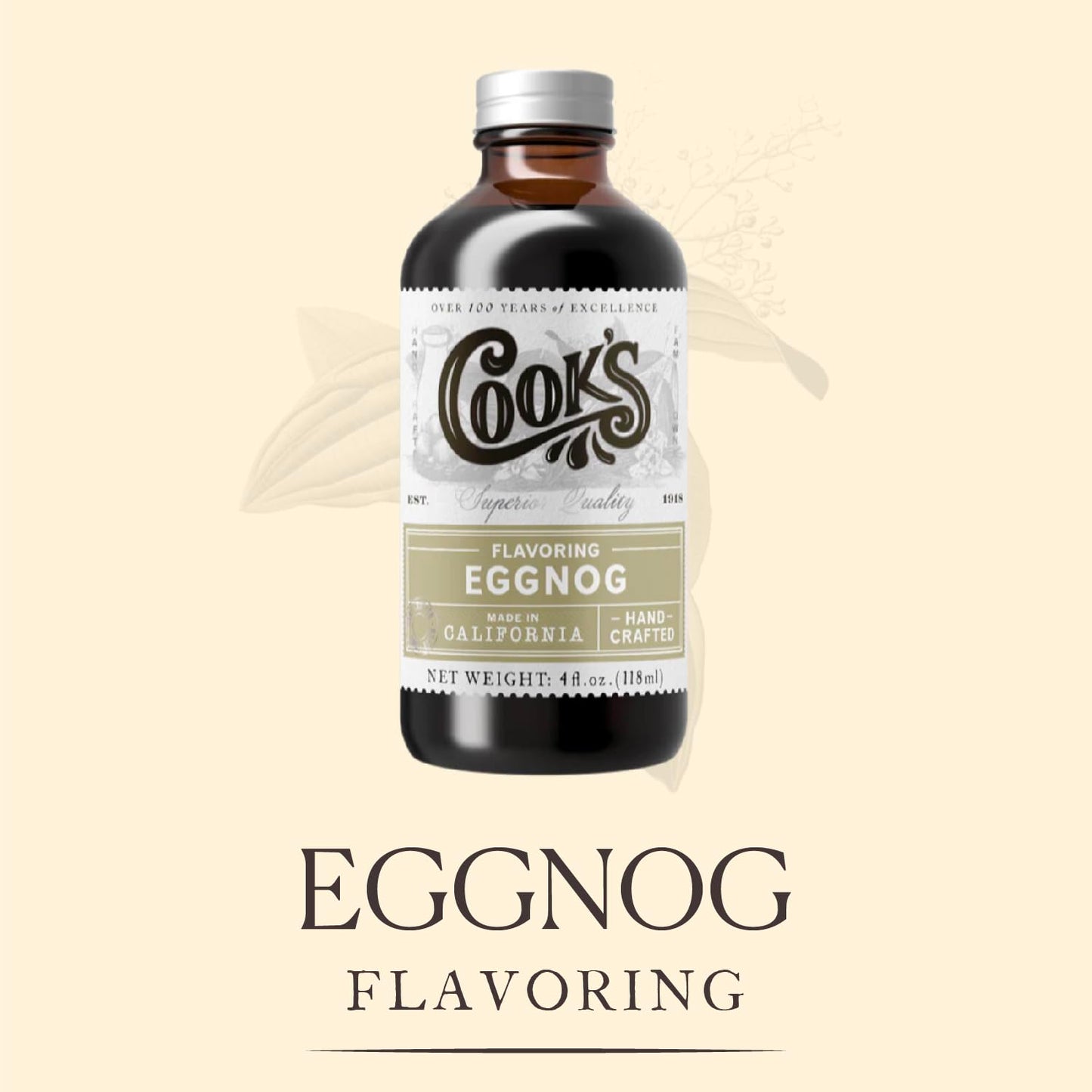 Cook'S, Eggnog Flavoring ,For Making Eggnog, Baking, Ice Cream, Custard, Cheesecake, And Cookies, 8 Oz