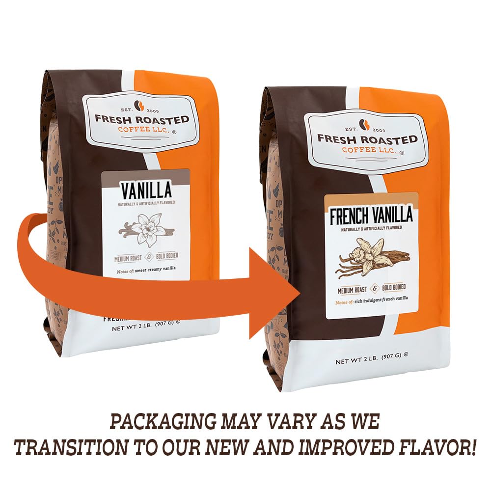 Fresh Roasted Coffee, Vanilla Flavored Coffee, 5 Lb (80 Oz), Medium Roast, Kosher, Ground