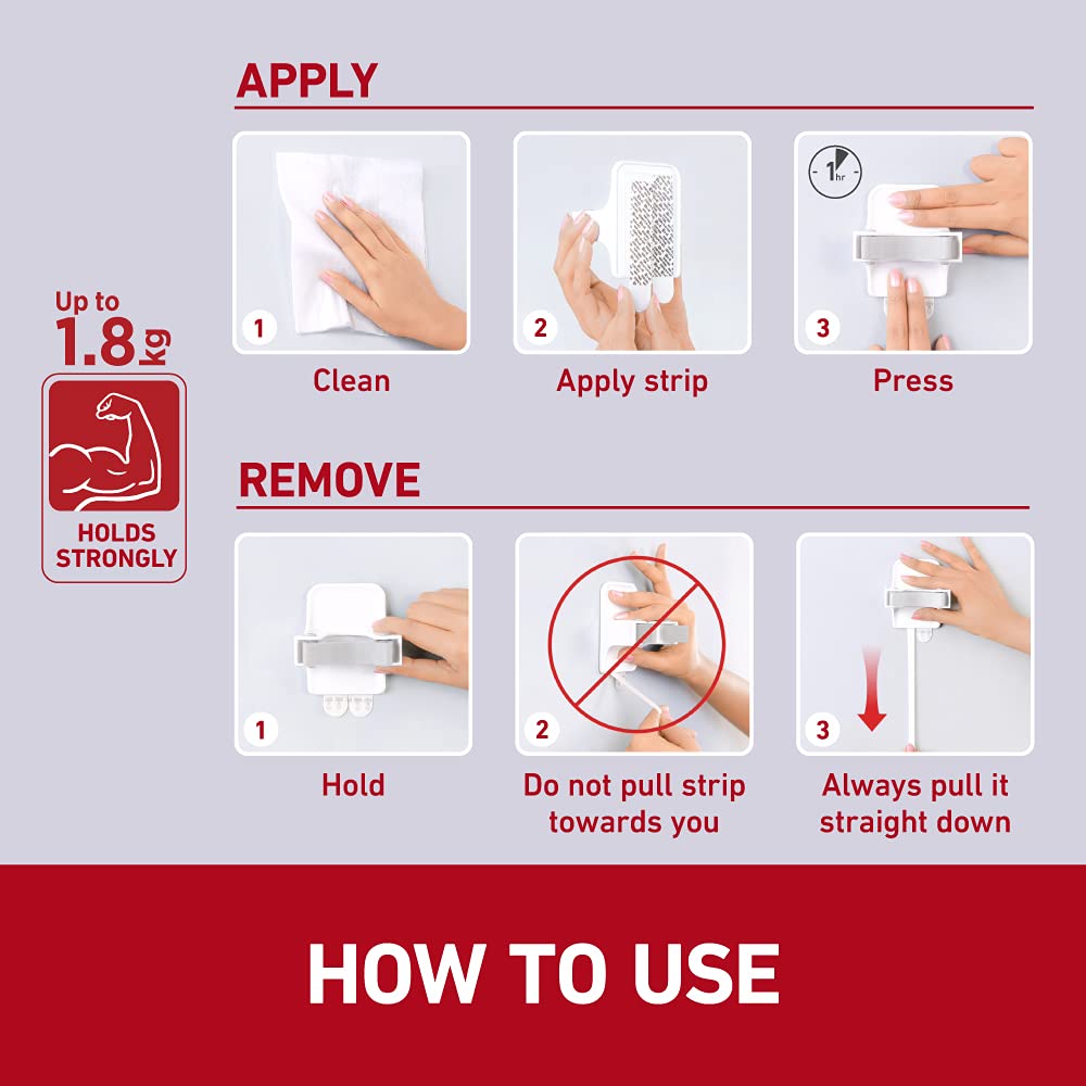 Command Broom And Mop Grippers Wall Hook, Damage Free Hanging Wall Mount Broom And Mop Holder, No Tools Household Cleaning Organ