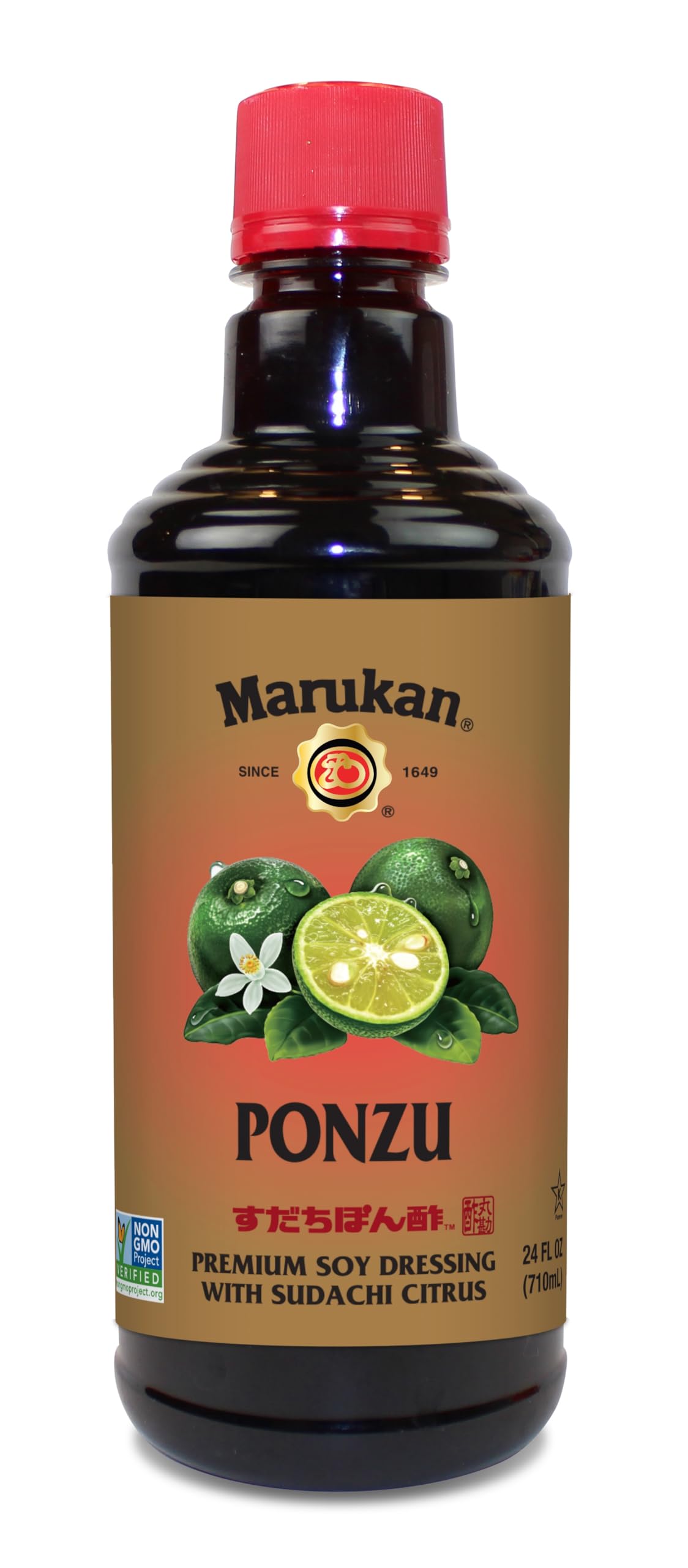 Marukan Ponzu Sudachi Soy Citrus Dressing (brown label), 24 Ounce Plastic PET Bottle