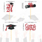 Moitkptt Graduation Cupcake Toppers, 24Pcs Red Cardboard Picks for Class of 2025 Decorations, Model FHDUT0002