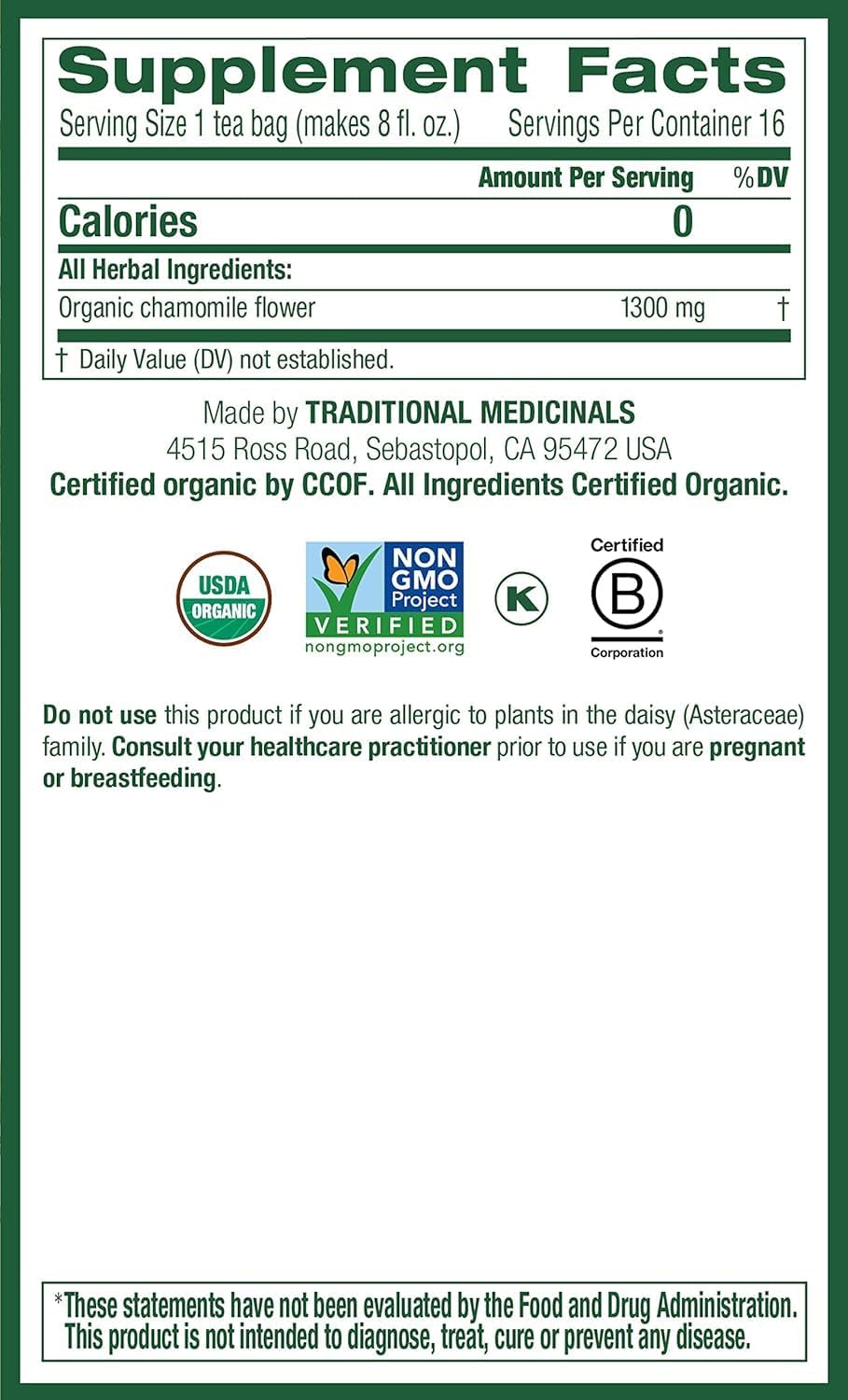 TRADITIONAL MEDICINALS TEA,OG1,CHAMOMILE, 16 BAG