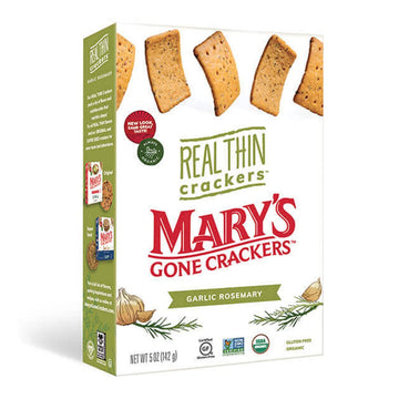 Marys Gone Crackers Real Thin Crackers, Made With Real Organic Whole Ingredients, Gluten Free, Garlic Rosemary, 5 Ounce (Pack Of