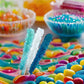 SweetGlob Classic Rock Candy Sticks, Sugar Crystal Lollipops, 18 Count, Frozen Ice Blue & White, Individually Wrapped