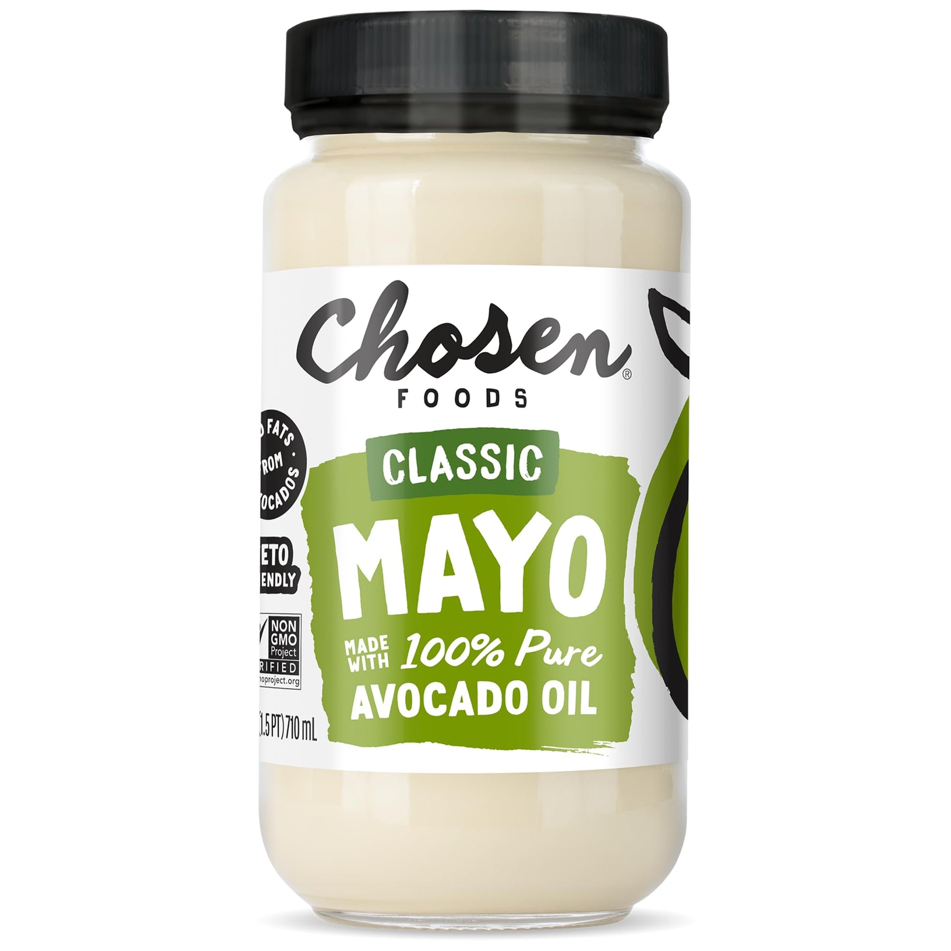 Chosen Foods Avocado Oil-Based Mayonnaise, Gluten & Dairy Free, 24 Fl Oz, Off-white