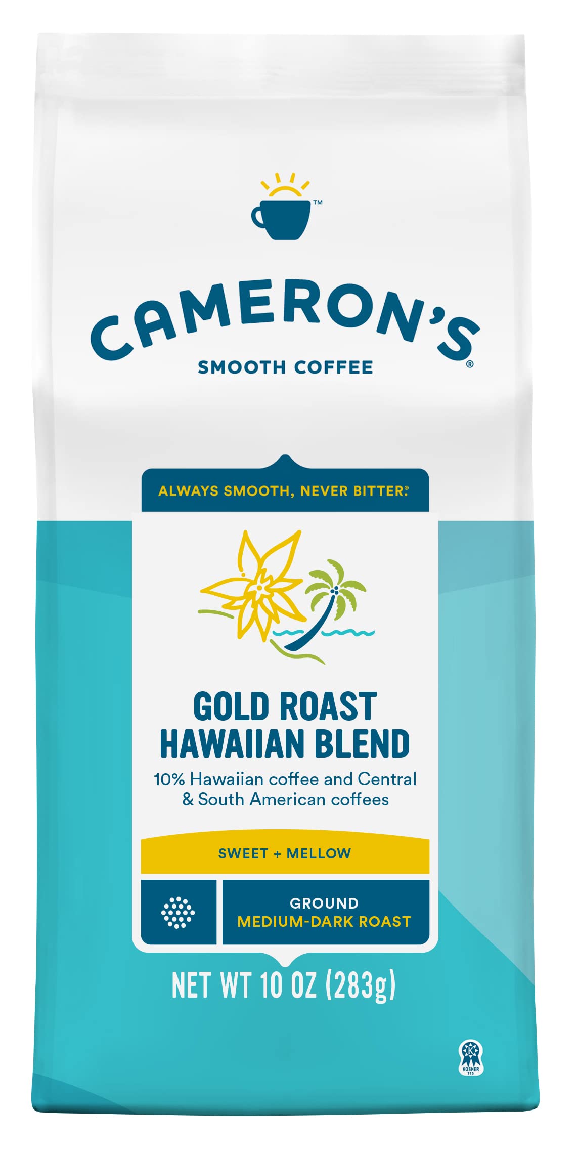 Camerons Coffee Gold Roast Hawaiian Blend Ground Coffee, 10 Ounce Bag, Model 72168