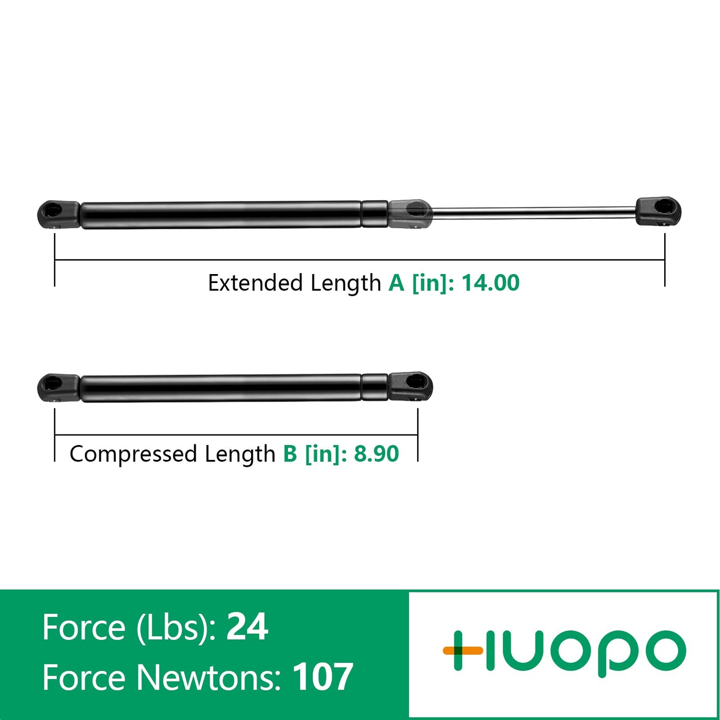 C16-06389 14 Inch 24Lb107N Gas Struts Shocks Spring Lift Support For Leer Camper Shell Topper Rear Windows Door Truck Cap Toolbo