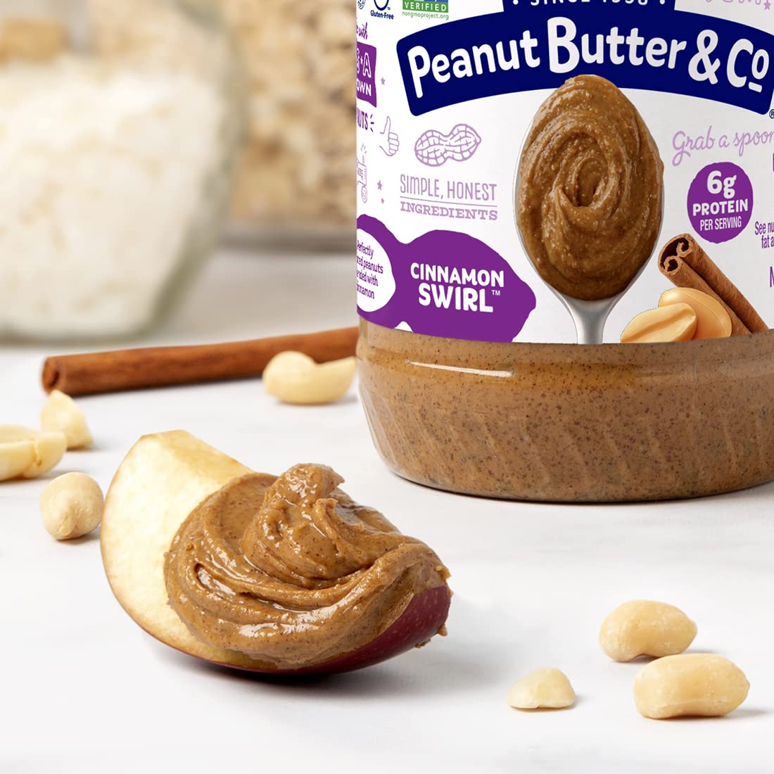 Peanut Butter & Co. Cinnamon Swirl Peanut Butter, 6G Protein, Gluten Free & Non-Gmo, 16 Oz (Pack Of 6)