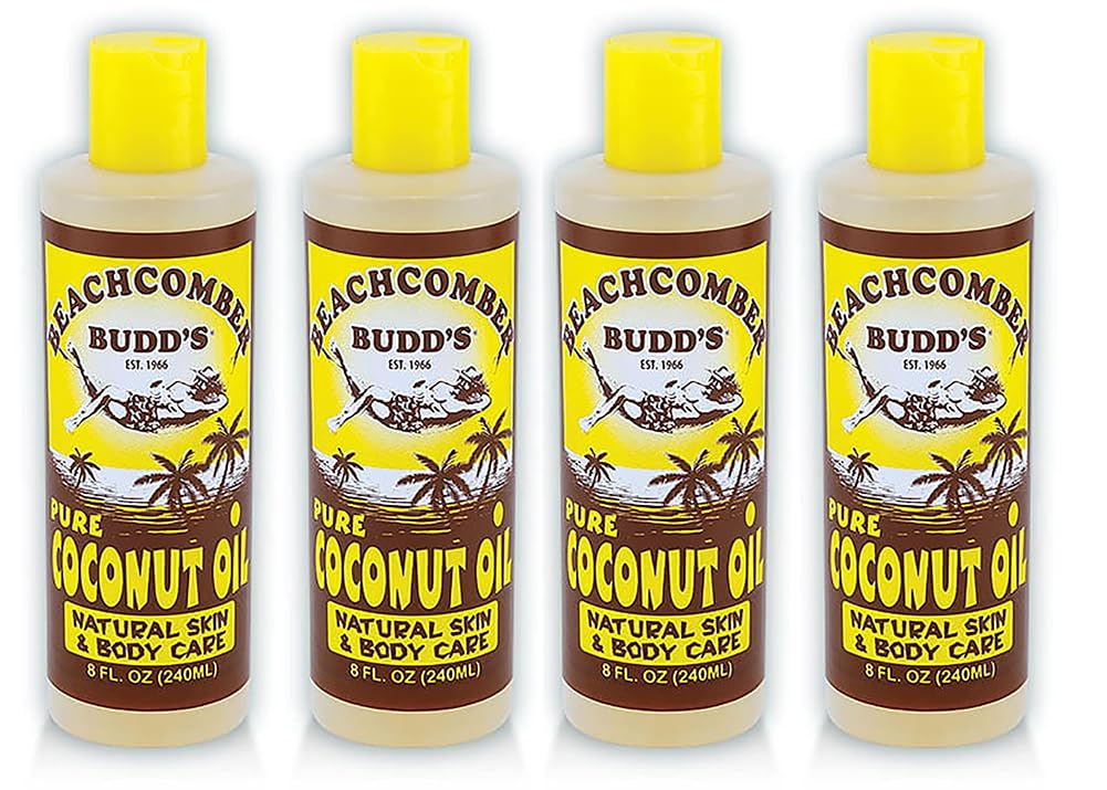 Beachcomber Budds Pure Coconut Oil 8 oz. Scented 4 Bottles