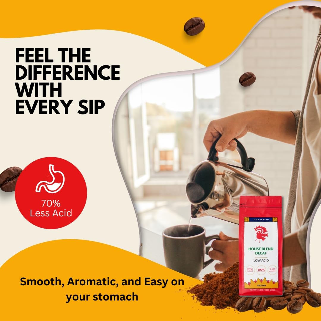 Puroast Low Acid Decaf Coffee, Medium Roast, 2.2 LB, High Antioxidants, No Bitter Aftertaste, Ideal for Cold Brew