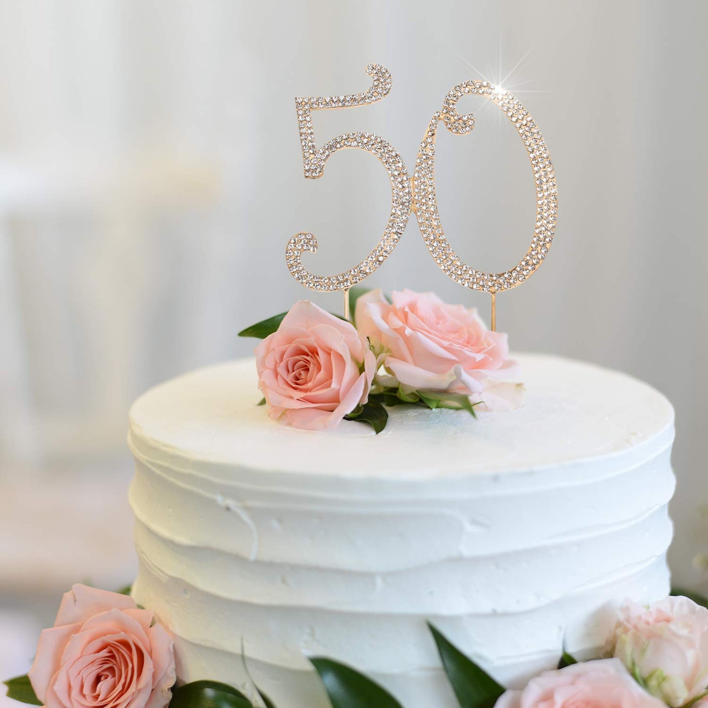 Hatcher Lee Bling Crystal 50 Birthday Cake Topper - Best Keepsake | 50Th Party Decorations Gold