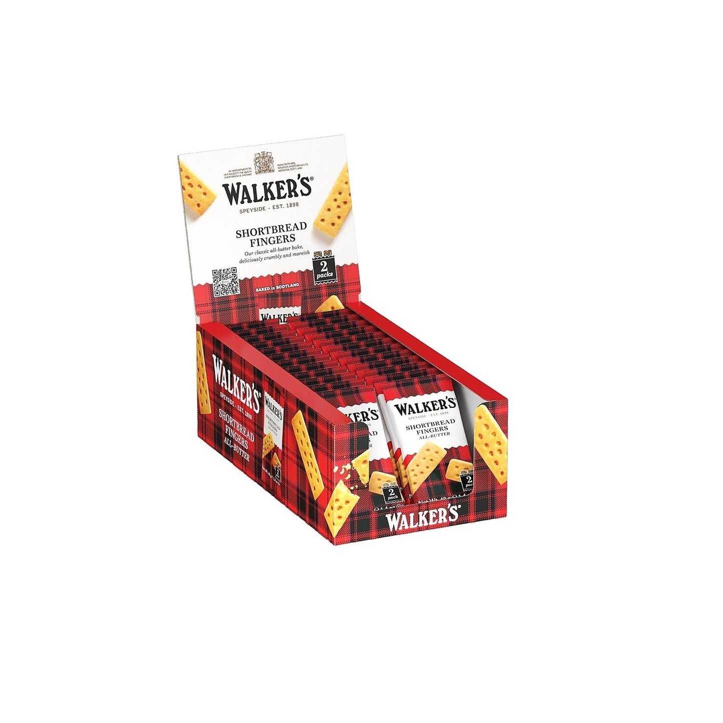 Walkers W116 Shortbread Cookies, 2/Pack, 24 Packs/Box