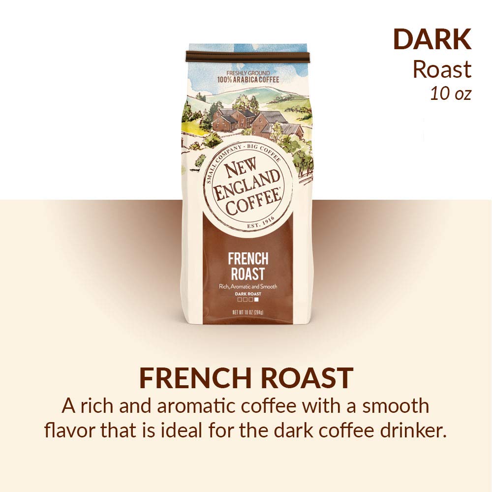 New England Coffee French Roast Dark Roast Ground Coffee, 10Oz Bag (Pack Of 1)