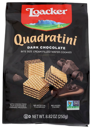 Loacker Quadratini- Dark Chocolate Wafer Cookie, 8.82 oz per bag (pack of 4)